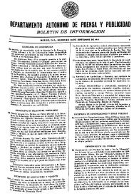 Boletín de Información. Departamento Autónomo de Publicidad y Propaganda [México]. Domingo 12 de septiembre de 1937
