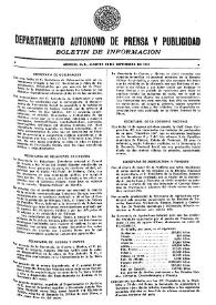 Boletín de Información. Departamento Autónomo de Publicidad y Propaganda [México]. Martes 14 de septiembre de 1937