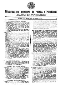 Boletín de Información. Departamento Autónomo de Publicidad y Propaganda [México]. Viernes 24 de septiembre de 1937
