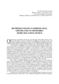 Menéndez Pelayo y Lope de Vega. Crónica de un seminario dedicado a dos genios