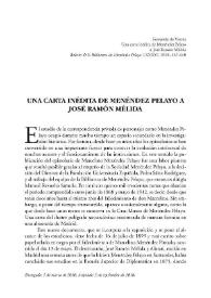 Una carta inédita de Menéndez Pelayo a José Ramón Mélida