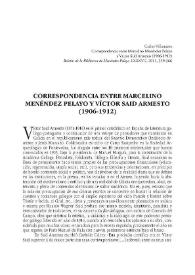 Correspondencia entre Marcelino Menéndez Pelayo y Víctor Said Armesto (1906-1912)