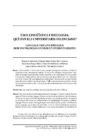 Usos lingüístics i ideologia: què fan els universitaris valencians?