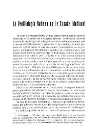 La prefilología hebrea en la España Medieval