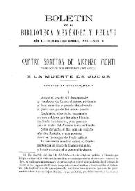 Cuatro sonetos de Vicenzo Monti traducidos por Menéndez y Pelayo