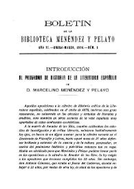 Introducción al programa de Historia de la Literatura Española de D. Marcelino Menéndez y Pelayo