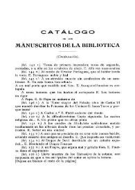 Catálogo de los manuscritos de la Biblioteca (Continuación)