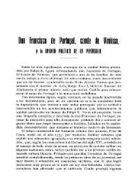 Don Francisco de Portugal, conde de Vimioso, y la Unidad Política de la Península