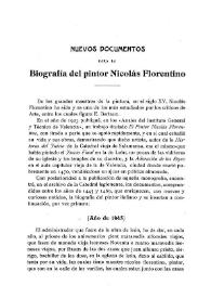 Nuevos documentos para la biografía del pintor Nicolás Florentino