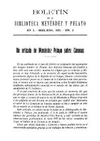Un artículo de Menéndez y Pelayo sobre Cánovas