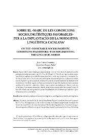Sobre el «marc de condicions sociolingüístiques favorables» per a la implantació de la normativa lingüística