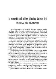 La conversión del célebre talmudista Solomón Leví (Pablo de Burgos)