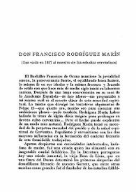 Don Francisco Rodríguez Marín. (Una visita en 1927 al maestro de los estudios cervantinos)