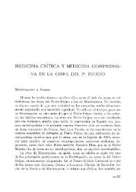 Medicina crítica y medicina comprensiva en la obra del P. Feijoo