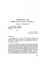 Hermenéutica del 'Romance del Conde Arnaldos'. Ensayo de interpretación