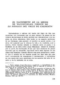 'El nacimiento de la mejor', de Valdivielso, fuente de 'La hidalga del valle', de Calderón