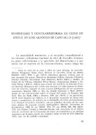 Manierismo y Contrarreforma en 'Cisne de Apolo', de Luis Alfonso de Carvallo (1602)