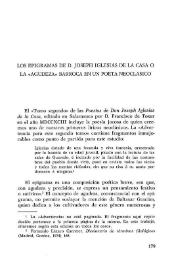 Los epigramas de D. Joseph Iglesias de la Casa o la 'agudeza' barroca en un poeta neoclásico