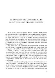 La subversión del acto de habla en 'No hay cosa como callar' de Calderón
