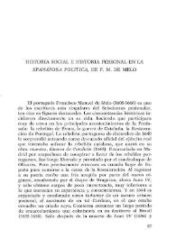 Historia social e historia personal en la 'Epanáfora política', de F. M. de Melo
