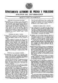 Boletín de Información. Departamento Autónomo de Publicidad y Propaganda [México]. Jueves 7 de octubre de 1937