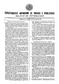 Boletín de Información. Departamento Autónomo de Publicidad y Propaganda [México]. Viernes 8 de octubre de 1937