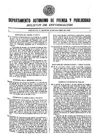 Boletín de Información. Departamento Autónomo de Publicidad y Propaganda [México]. Martes 12 de octubre de 1937