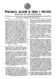Boletín de Información. Departamento Autónomo de Publicidad y Propaganda [México]. Jueves 14 de octubre de 1937