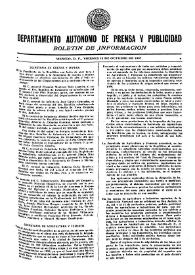 Boletín de Información. Departamento Autónomo de Publicidad y Propaganda [México]. Viernes 15 de octubre de 1937