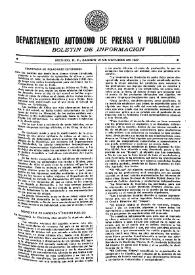 Boletín de Información. Departamento Autónomo de Publicidad y Propaganda [México]. Sábado 16 de octubre de 1937