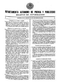 Boletín de Información. Departamento Autónomo de Publicidad y Propaganda [México]. Martes 19 de octubre de 1937
