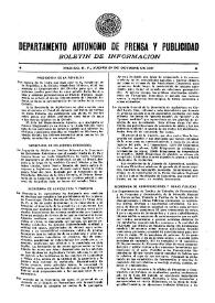 Boletín de Información. Departamento Autónomo de Publicidad y Propaganda [México]. Jueves 28 de octubre de 1937