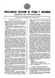 Boletín de Información. Departamento Autónomo de Publicidad y Propaganda [México]. Viernes 29 de octubre de 1937
