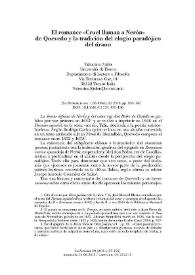 El romance 'Cruel llama a Nerón' de Quevedo y la tradición del elogio paradójico del tirano