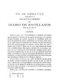 Fe de erratas cometidas en la transcripción e impresión del Diario de Jovellanos (Continuación)