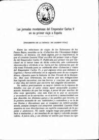 Las jornadas montañesas del emperador Carlos V en su primer viaje a España (fragmento de la Crónica de Laurent Vital) 