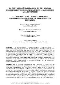 La participación ciudadana en el proceso constituyente de Colombia de 1991. El derecho a la educación