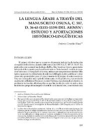La lengua árabe a través del manuscrito Osuna, C. 587, D. 36-65 (1533-1539) del AHNSN: estudio y aportaciones histórico-lingüísticas
