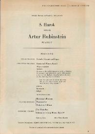 S. Hurok presents Artur Rubinstein Pianist 