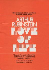 Arthur Rubinstein Love of Life