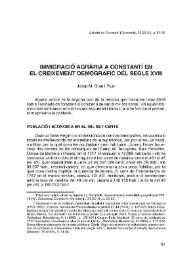 Immigració agrària a Constantí en el creixement demogràfic del segle XVIII 