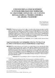 Convencionalismo  jurídico e inteligibilidad del Derecho. El uso como espejo de las fuentes sociales en la teoría jurídica de Andrei Marmor