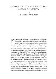 Crónica de don Antonio y sus amigos en Segovia