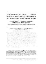 L’ensenyament del català a la ràdio durant el tardofranquisme: «Cursos de catalán» (1969) de Ràdio Barcelona

