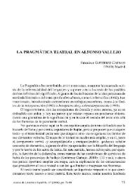 La pragmática teatral en Alfonso Vallejo