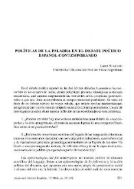 Políticas de la palabra en el debate poético español contemporáneo