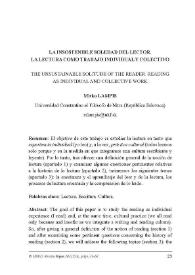 La insostenible soledad del lector. La lectura como trabajo individual y colectivo