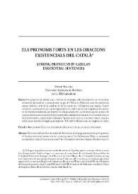Els pronoms forts en les oracions existencials del català

