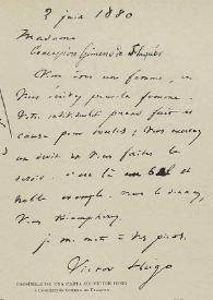Carta de Víctor Hugo a Concepción Gimeno de Flaquer. 3 de junio de 1880