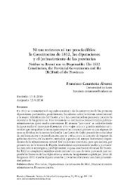 Ni tan recientes ni tan prescindibles: la Constitución de 1812, las diputaciones y el (re)nacimiento de las provincias 